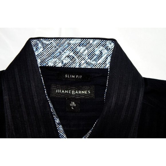 Jhane Barnes Slim Fit Mens Long Sleeve Button Front Striped Shirt Size Large - Picture 7 of 7